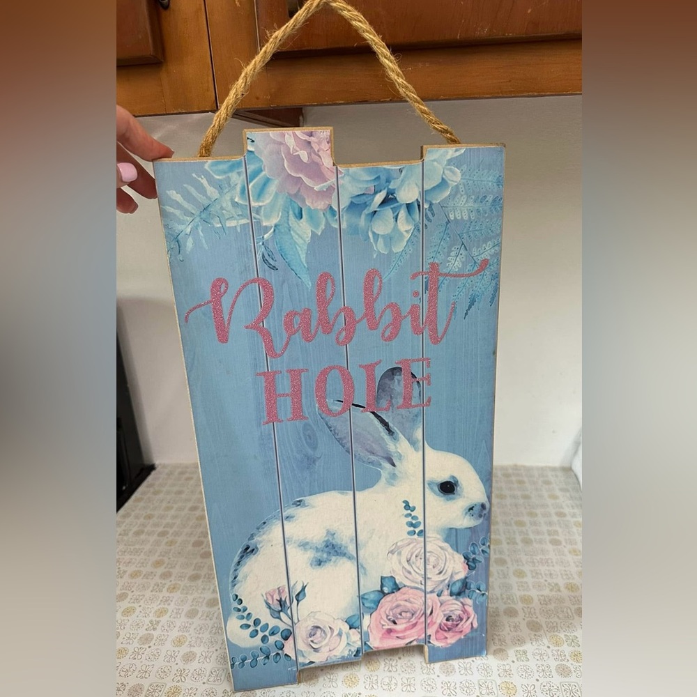 Blue and Pink Rabbit Wall Decor - Picture 1 of 2